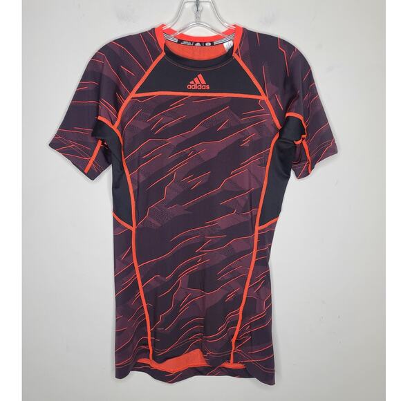 Adidas orange black short sleeve rashguard baselayer shirt - medium - Picture 1 of 6
